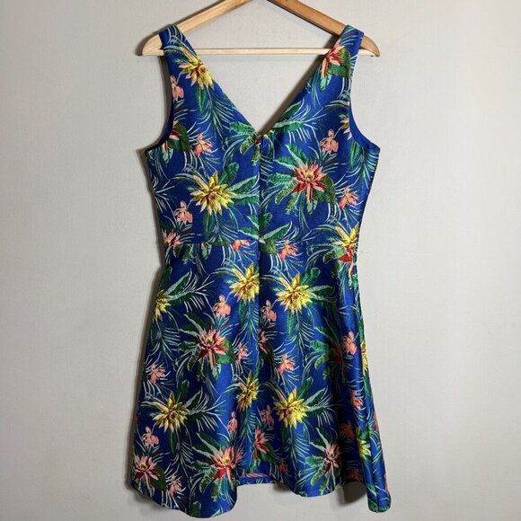 CeCe Havana Fiesta Jacquard Tropical Floral Print Mini Dress Womens 8 Sleeveless - Picture 9 of 14